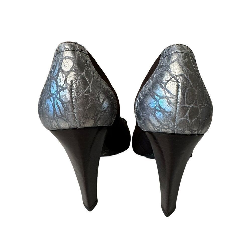Gianni Bini Chocolate Brown Silver Cone Heel Pumps 7 M Stiletto - Picture 4 of 8